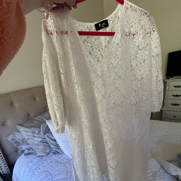 White - 2X - Oversized Bridal Top/ Swimsuit coverup - Picture 2 of 6